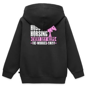 Horsing de loisir - Sweat Premium à capuche zippé enfant bio - noir - Dos - AI Model Kid Male (0cm)