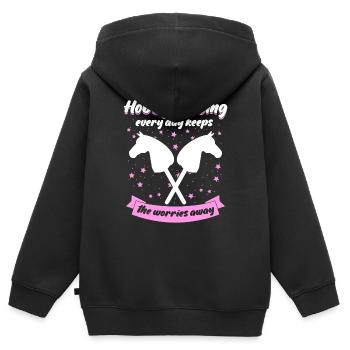 Hobby Horsing with Hobby Horse - Kids Premium Organic Zip-up Hoodie - black - Back - AI Model Kid Male (0cm)