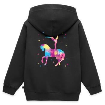 Voltigieren Volti Pferde Mädchen Pferd Voltigier - Kinder Premium Organic Zip Hoodie - Schwarz - Hinten - AI Model Kid Male (0cm)
