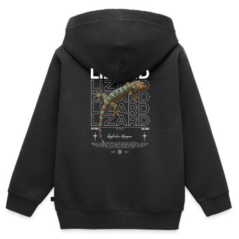 Tokay Gecko Streetwear Lizard Keeper - Sweat Premium à capuche zippé enfant bio - noir - Dos - AI Model Kid Male (0cm)