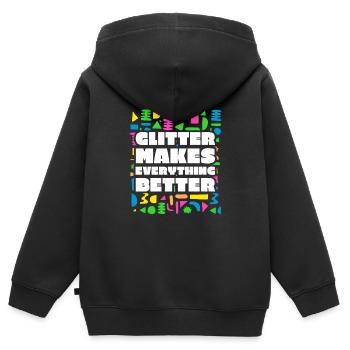 Glitzer - Kinder Premium Organic Zip Hoodie - Schwarz - Hinten - AI Model Kid Male (0cm)