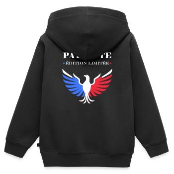 Patriot Limitierte Auflage - Kinder Premium Organic Zip Hoodie - Schwarz - Hinten - AI Model Kid Male (0cm)