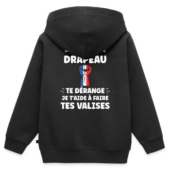 drapeau francais patriote - Sweat Premium à capuche zippé enfant bio - noir - Dos - AI Model Kid Male (0cm)