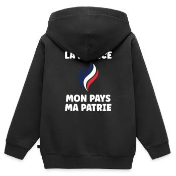 patriote la france mon pays ma patrie - Sweat Premium à capuche zippé enfant bio - noir - Dos - AI Model Kid Male (0cm)