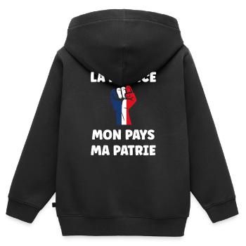 patriote la france mon pays ma patrie - Sweat Premium à capuche zippé enfant bio - noir - Dos - AI Model Kid Male (0cm)