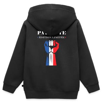 Patriot Limitierte Auflage - Kinder Premium Organic Zip Hoodie - Schwarz - Hinten - AI Model Kid Male (0cm)