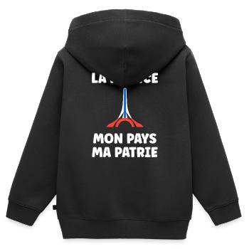 patriote la france mon pays ma patrie - Sweat Premium à capuche zippé enfant bio - noir - Dos - AI Model Kid Male (0cm)