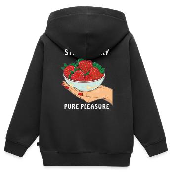 STRAWBERRY PURE PLEASURE - Kids Premium Organic Zip-up Hoodie - black - Back - AI Model Kid Male (0cm)