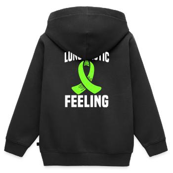 LungentranLungentransplantation Wortspiel - Kinder Premium Organic Zip Hoodie - Schwarz - Hinten - AI Model Kid Male (0cm)