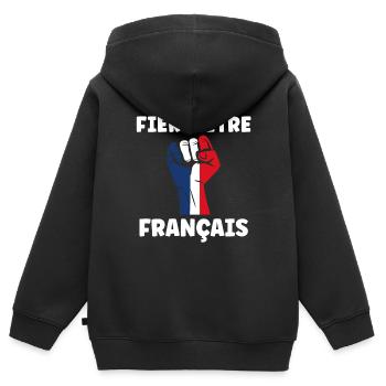 Je suis français - Sweat Premium à capuche zippé enfant bio - noir - Dos - AI Model Kid Male (0cm)