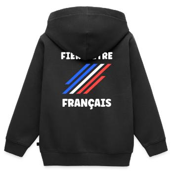 Je suis français - Sweat Premium à capuche zippé enfant bio - noir - Dos - AI Model Kid Male (0cm)