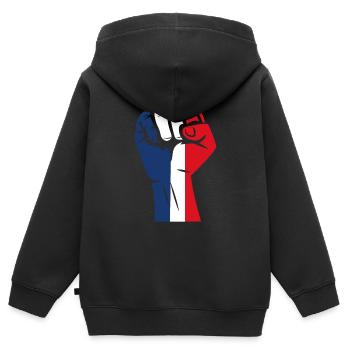 Patriotic France - Kids Premium Organic Zip-up Hoodie - black - Back - AI Model Kid Male (0cm)