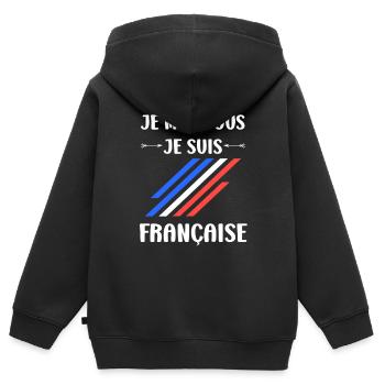 Je suis français - Sweat Premium à capuche zippé enfant bio - noir - Dos - AI Model Kid Male (0cm)