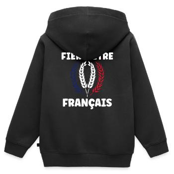 Je suis français - Sweat Premium à capuche zippé enfant bio - noir - Dos - AI Model Kid Male (0cm)