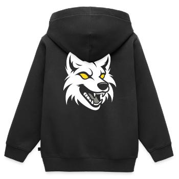 loup - Sweat Premium à capuche zippé enfant bio - noir - Dos - AI Model Kid Male (0cm)