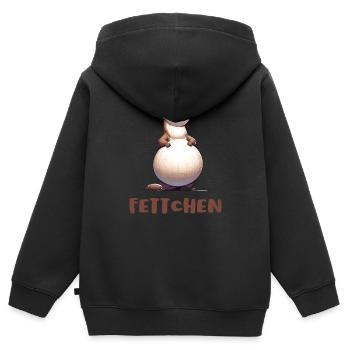Frettchen - Fettchen mit dicken Bauch Lustig - Kinder Premium Organic Zip Hoodie - Schwarz - Hinten - AI Model Kid Male (0cm)