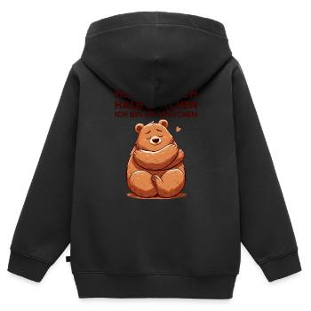 Ich weiß die Stimmen sind nicht echt aber - Kinder Premium Organic Zip Hoodie - Schwarz - Hinten - AI Model Kid Male (0cm)