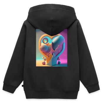 Heart Carved in Stone: Abstract Explosion of Color - Kids Premium Organic Zip-up Hoodie - black - Back - AI Model Kid Male (0cm)