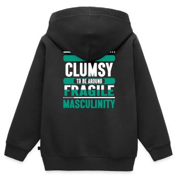Clumsy Um Fragile Männlichkeit - Kinder Premium Organic Zip Hoodie - Schwarz - Hinten - AI Model Kid Male (0cm)