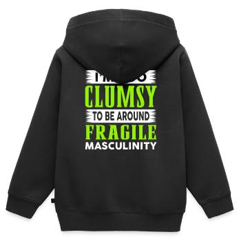 Masculinité maladroite à fragile - Sweat Premium à capuche zippé enfant bio - noir - Dos - AI Model Kid Male (0cm)