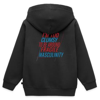 Masculinité maladroite à fragile - Sweat Premium à capuche zippé enfant bio - noir - Dos - AI Model Kid Male (0cm)