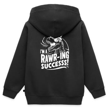 DINOSAURE : JE SUIS UN SUCCÈS BRUT - Sweat Premium à capuche zippé enfant bio - noir - Dos - AI Model Kid Male (0cm)