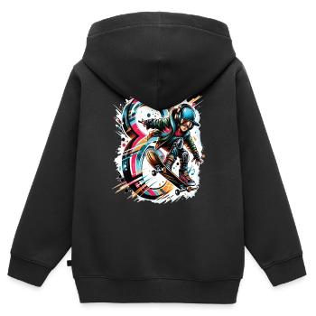 Skateboard Skater Design pour les garçons de 8 ans - Sweat Premium à capuche zippé enfant bio - noir - Dos - AI Model Kid Male (0cm)