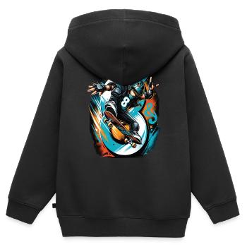 Skateboard Skater Design for 8 Years Boys - Kids Premium Organic Zip-up Hoodie - black - Back - AI Model Kid Male (0cm)