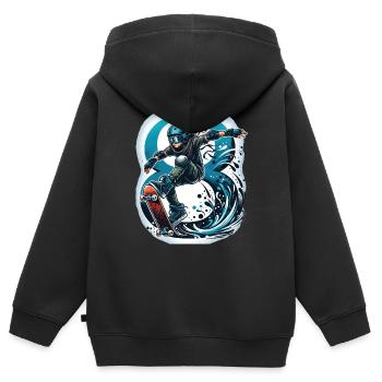 Skateboard Skater Design pour les garçons de 8 ans - Sweat Premium à capuche zippé enfant bio - noir - Dos - AI Model Kid Male (0cm)