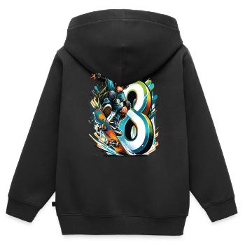 Skateboard Skater Design for 8 Years Boys - Kids Premium Organic Zip-up Hoodie - black - Back - AI Model Kid Male (0cm)