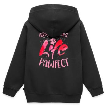 Frenchies Make Life Pawfect Owner French Bulldog - Kinder Premium Organic Zip Hoodie - Schwarz - Hinten - AI Model Kid Male (0cm)