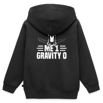 Gymnastique aux anneaux 7 - Sweat Premium à capuche zippé enfant bio - noir - Dos - AI Model Kid Male (0cm)