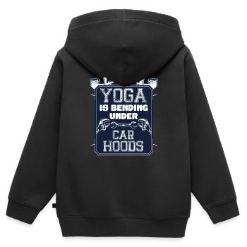 Meine Art Von Yoga Ist Unter Motorhauben Biegen - Kinder Premium Organic Zip Hoodie - Schwarz - Hinten - AI Model Kid Male (0cm)