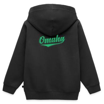 Omaha, Nebraska City, États-Unis - Sweat Premium à capuche zippé enfant bio - noir - Dos - AI Model Kid Male (0cm)