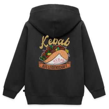 Je suis passionné par les kebabs Doner kebab cuisine Turquie - Sweat Premium à capuche zippé enfant bio - noir - Dos - AI Model Kid Male (0cm)