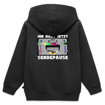 Ihr habt jetzt Sendepause - Kein Signal - Kinder Premium Organic Zip Hoodie - Schwarz - Hinten - AI Model Kid Male (0cm)