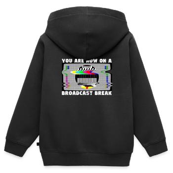 Ihr habt jetzt Sendepause - Kein Signal - Kinder Premium Organic Zip Hoodie - Schwarz - Hinten - AI Model Kid Male (0cm)