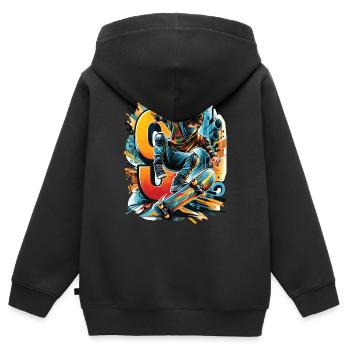 Skateboard Skater Design Für 9 Jahre Jungen - Kinder Premium Organic Zip Hoodie - Schwarz - Hinten - AI Model Kid Male (0cm)