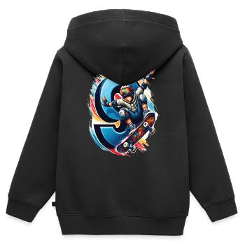 Skateboard Skater Design Für 9 Jahre Jungen - Kinder Premium Organic Zip Hoodie - Schwarz - Hinten - AI Model Kid Male (0cm)