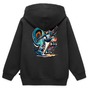 Skateboard Skater Design Für 9 Jahre Jungen - Kinder Premium Organic Zip Hoodie - Schwarz - Hinten - AI Model Kid Male (0cm)