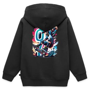 Skateboard Skater Design Für 9 Jahre Jungen - Kinder Premium Organic Zip Hoodie - Schwarz - Hinten - AI Model Kid Male (0cm)