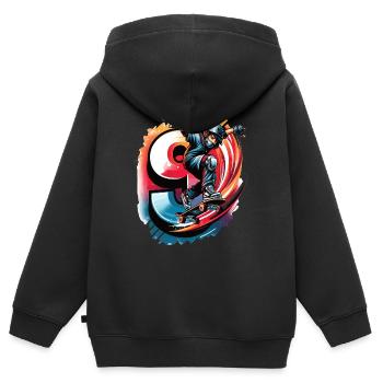 Skateboard Skater Design Für 9 Jahre Jungen - Kinder Premium Organic Zip Hoodie - Schwarz - Hinten - AI Model Kid Male (0cm)