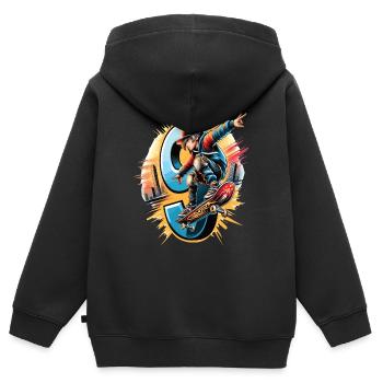 Skateboard Skater Design Für 9 Jahre Jungen - Kinder Premium Organic Zip Hoodie - Schwarz - Hinten - AI Model Kid Male (0cm)