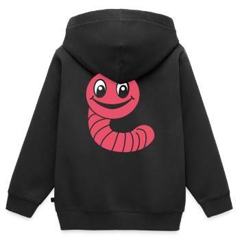 Regenwurm - Kinder Premium Organic Zip Hoodie - Schwarz - Hinten - AI Model Kid Male (0cm)