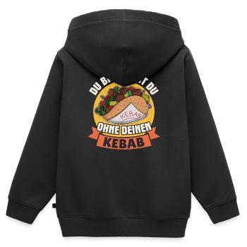 Vous n’êtes pas vous sans votre kebab, fast-food, kebab - Sweat Premium à capuche zippé enfant bio - noir - Dos - AI Model Kid Male (0cm)
