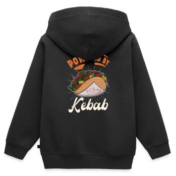 Propulsé par Kebab Traditions Street Food Kebab - Sweat Premium à capuche zippé enfant bio - noir - Dos - AI Model Kid Male (0cm)
