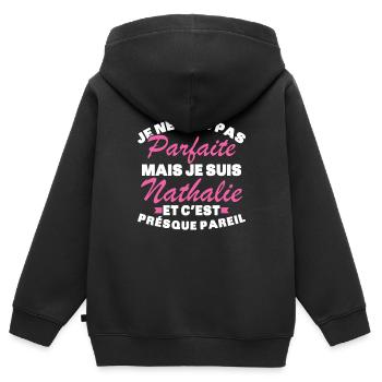 Nicht perfekt, aber ich bin Nathalie - Kinder Premium Organic Zip Hoodie - Schwarz - Hinten - AI Model Kid Male (0cm)