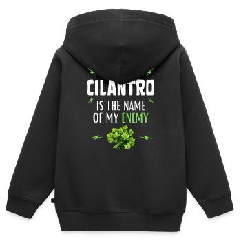 CILANTRO ist der Name meines Feindes - Kinder Premium Organic Zip Hoodie - Schwarz - Hinten - AI Model Kid Male (0cm)