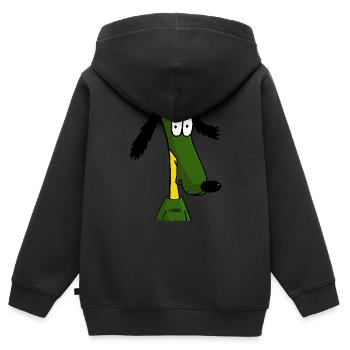 Der lustigste Cartoon-Hund aller Zeiten - Kinder Premium Organic Zip Hoodie - Schwarz - Hinten - AI Model Kid Male (0cm)