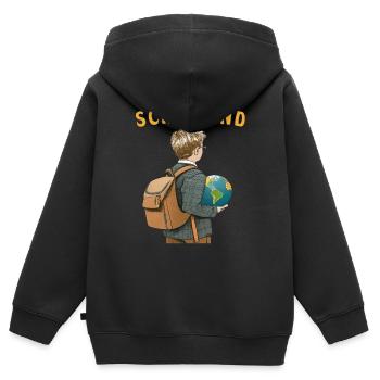 SCHULKIND - Kinder Premium Organic Zip Hoodie - Schwarz - Hinten - AI Model Kid Male (0cm)